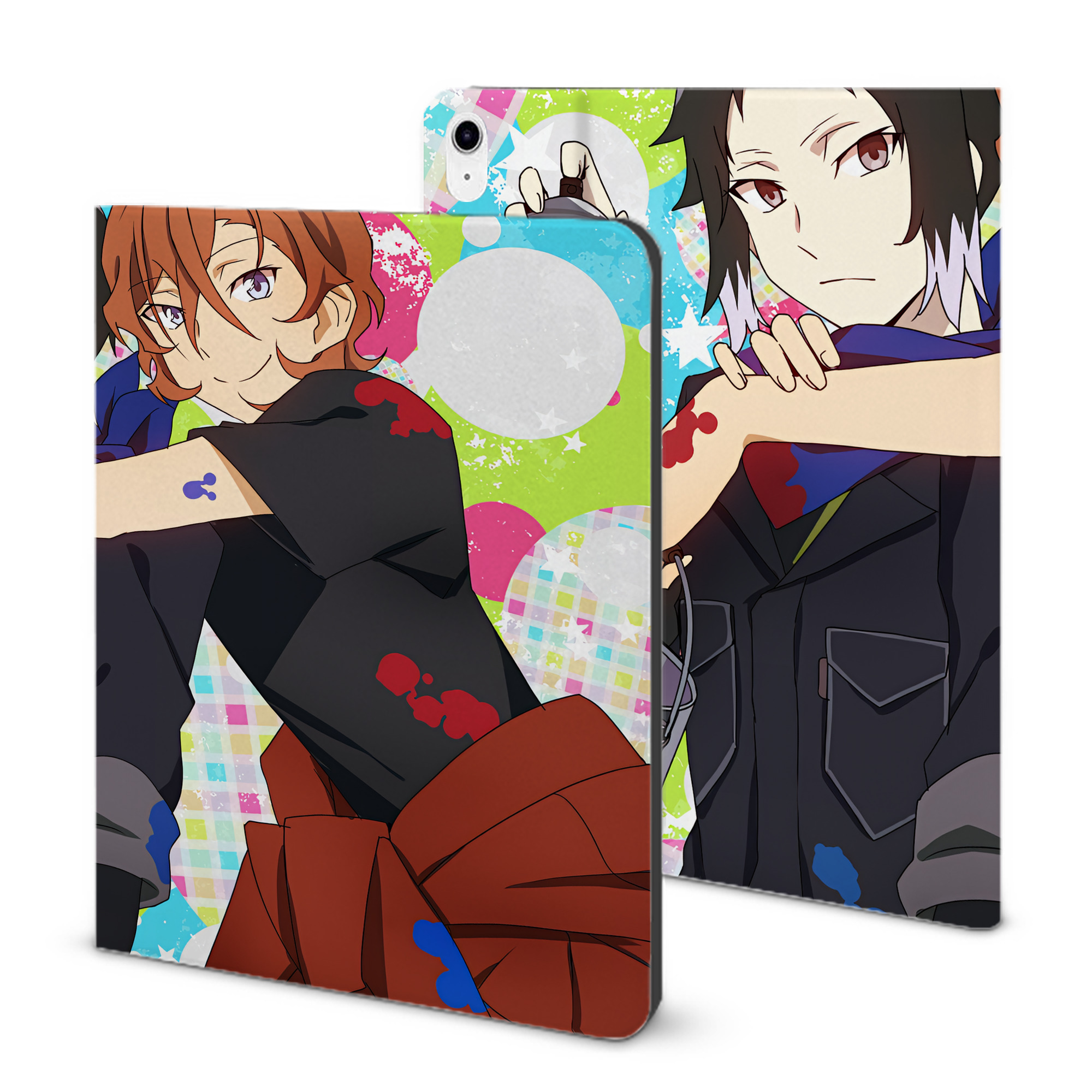 （画像用） 文豪ストレイドッグス Bungo Stray Dogs IPad ケース ブック型 PUレザー TPU 耐衝撃 軽量 薄型 ペン収納なし 全面保護 IPad 各モデル対応